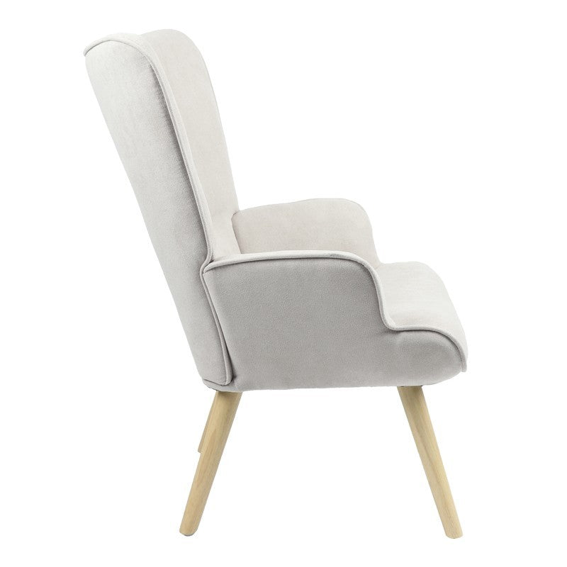 Fauteuil Fluffy tissu gris clair-pied naturel 75x69x96cm