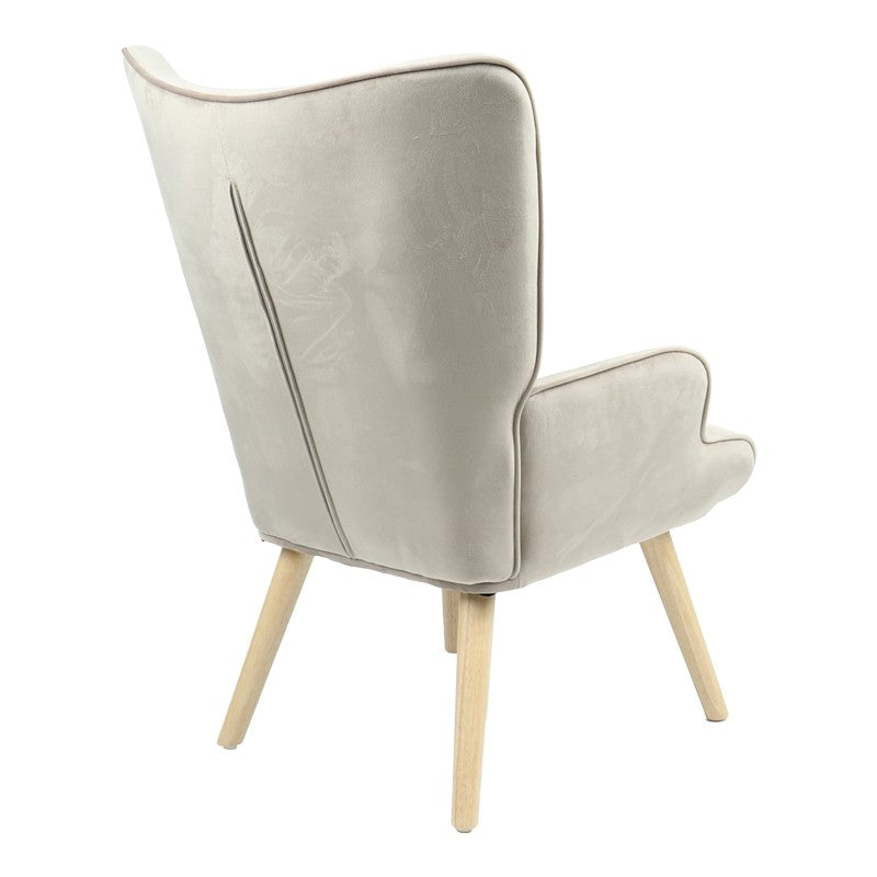 Fauteuil Fluffy tissu velours beige-pied naturel 75x69x96cm