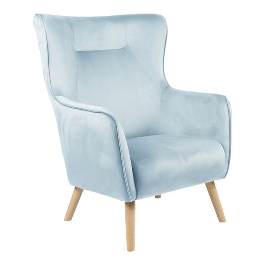 Fauteuil Insicive tissu velours menthe-pied naturel 72x89x105cm