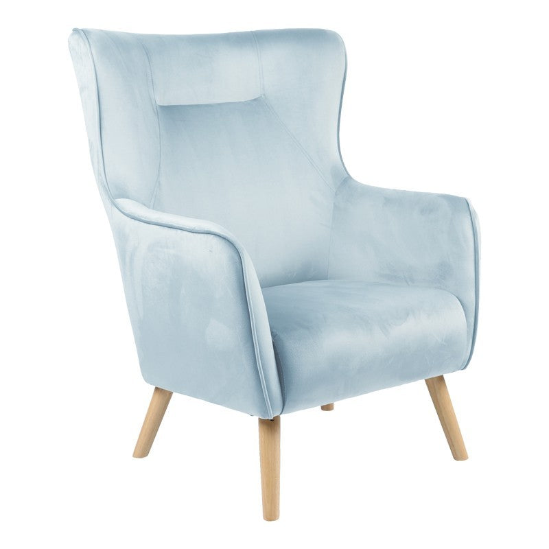 Fauteuil Insicive tissu velours menthe-pied naturel 72x89x105cm
