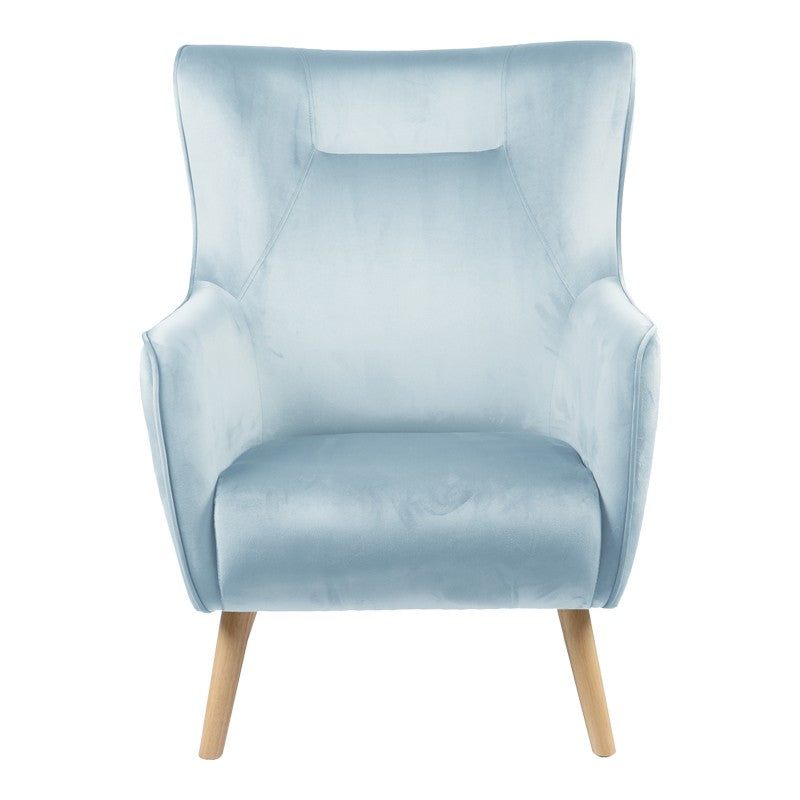 Fauteuil Insicive tissu velours menthe-pied naturel 72x89x105cm