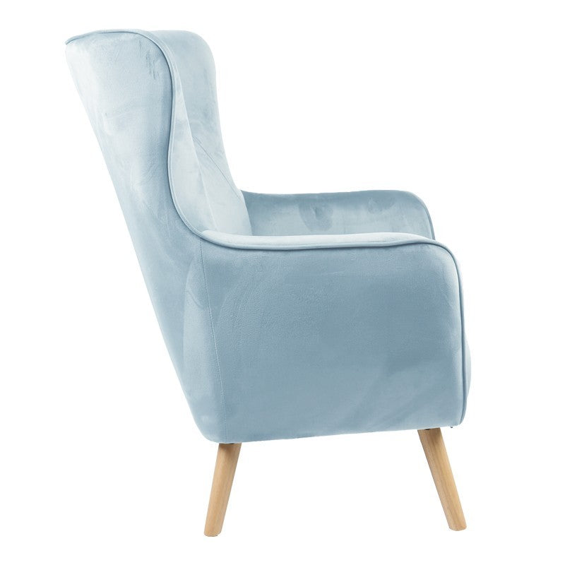 Fauteuil Insicive tissu velours menthe-pied naturel 72x89x105cm