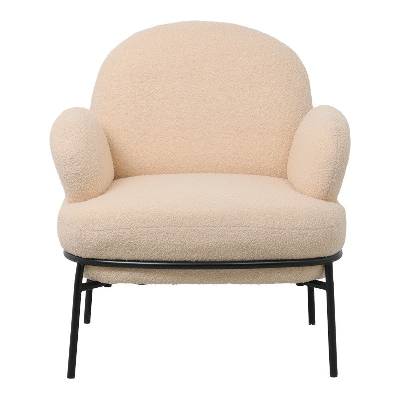 Fauteuil Jaycob boucle beige-pied métal noir 74x71x83cm
