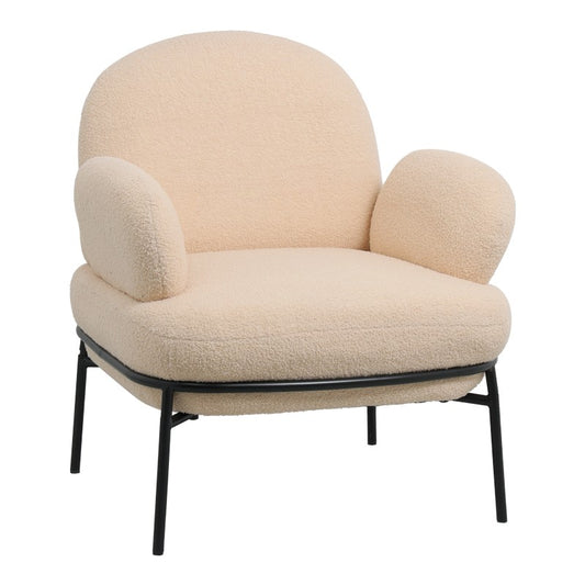 Fauteuil Jaycob boucle beige-pied métal noir 74x71x83cm