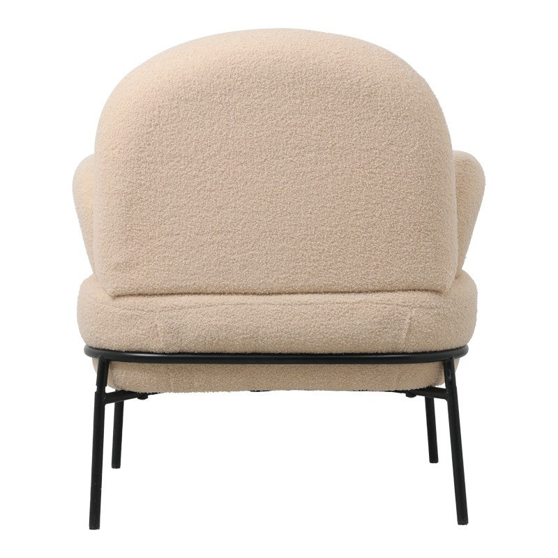 Fauteuil Jaycob boucle beige-pied métal noir 74x71x83cm