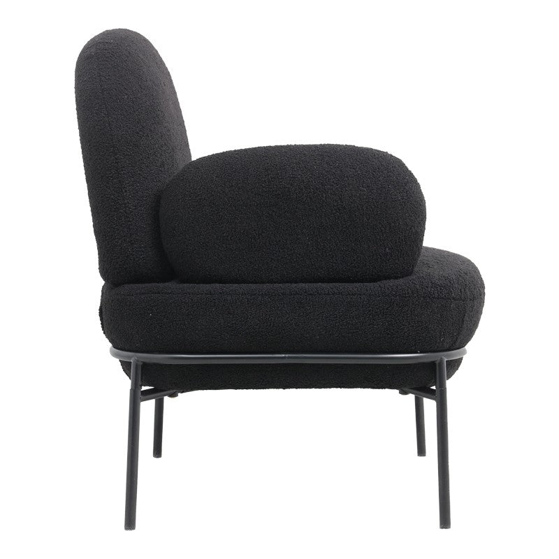 Fauteuil Jaycob boucle noir-pied métal noir 74x71x83cm