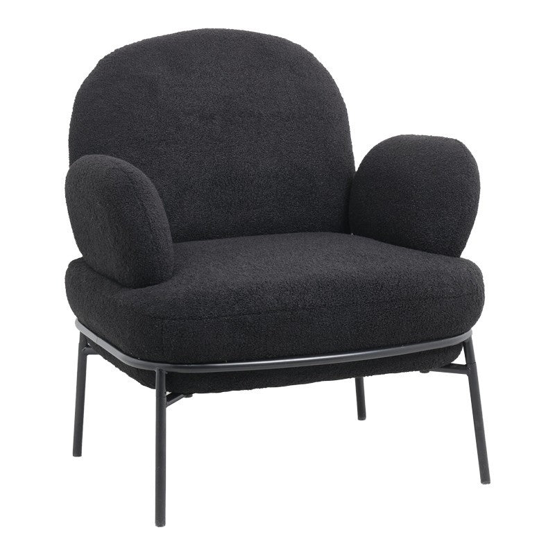 Fauteuil Jaycob boucle noir-pied métal noir 74x71x83cm
