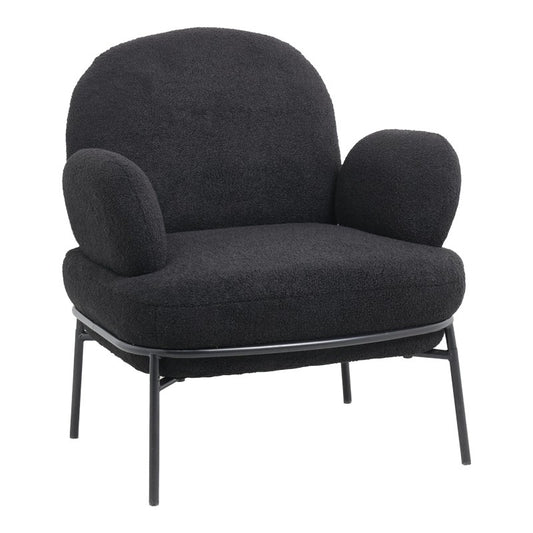 Fauteuil Jaycob boucle noir-pied métal noir 74x71x83cm