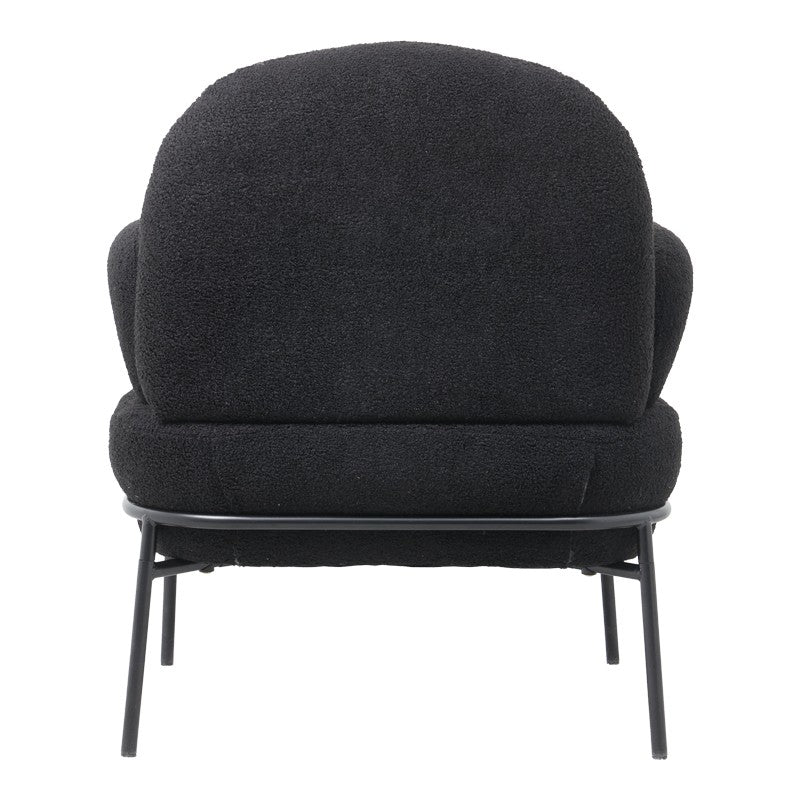 Fauteuil Jaycob boucle noir-pied métal noir 74x71x83cm