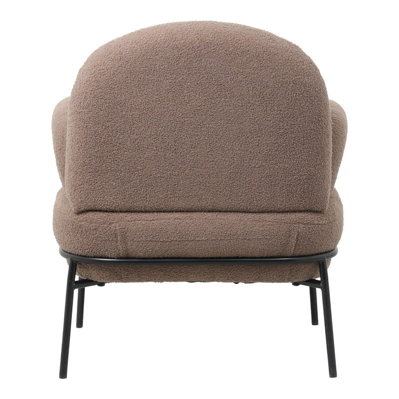 Fauteuil Jaycob boucle marron-pied métal noir 74x71x83cm