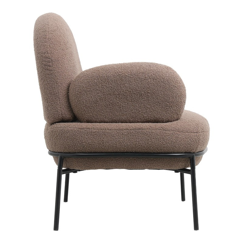 Fauteuil Jaycob boucle marron-pied métal noir 74x71x83cm