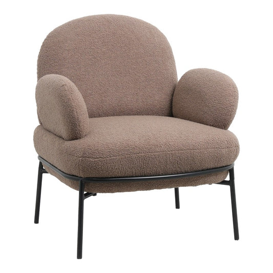 Fauteuil Jaycob boucle marron-pied métal noir 74x71x83cm
