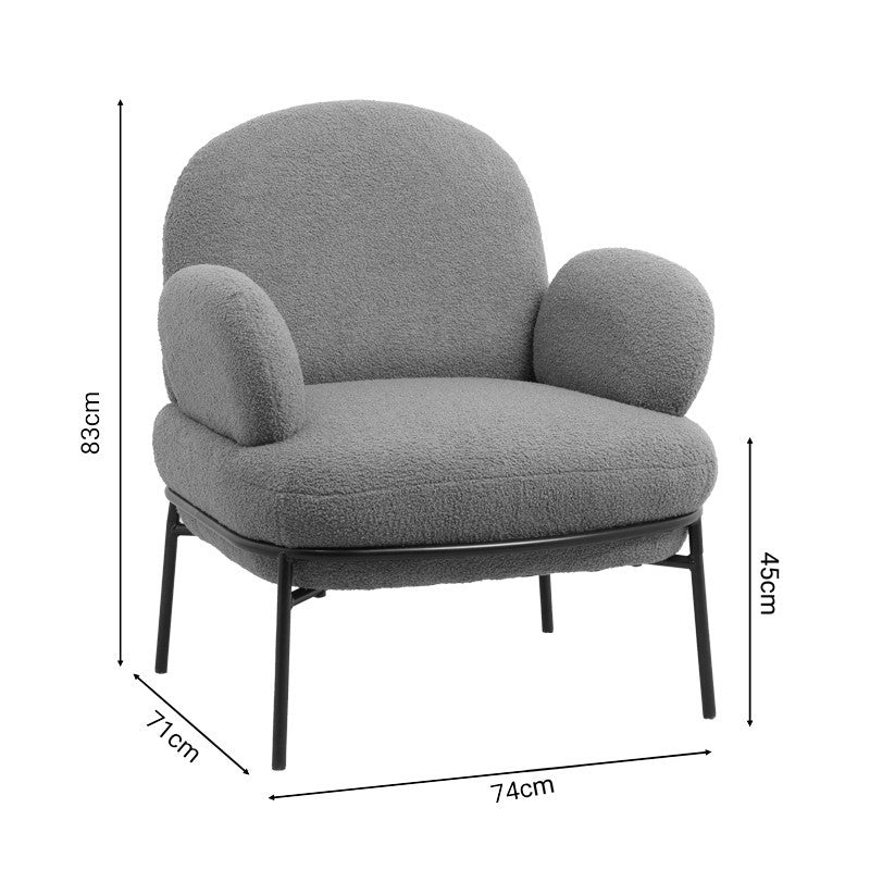 Fauteuil Jaycob boucle marron-pied métal noir 74x71x83cm