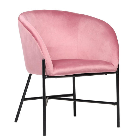 Fauteuil Julia velours Rose 61x57x74cm