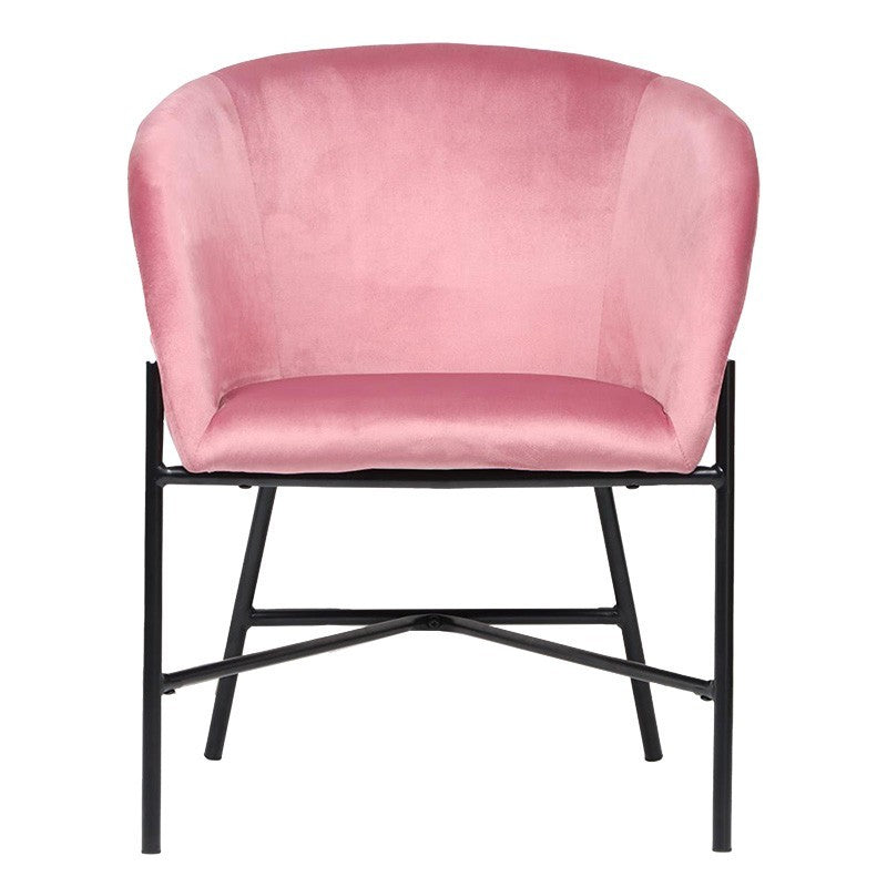 Fauteuil Julia velours Rose 61x57x74cm