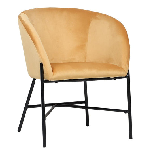 Fauteuil Julia velours jaune 61x57x74cm