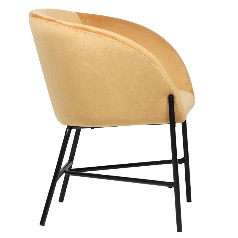 Fauteuil Julia velours jaune 61x57x74cm