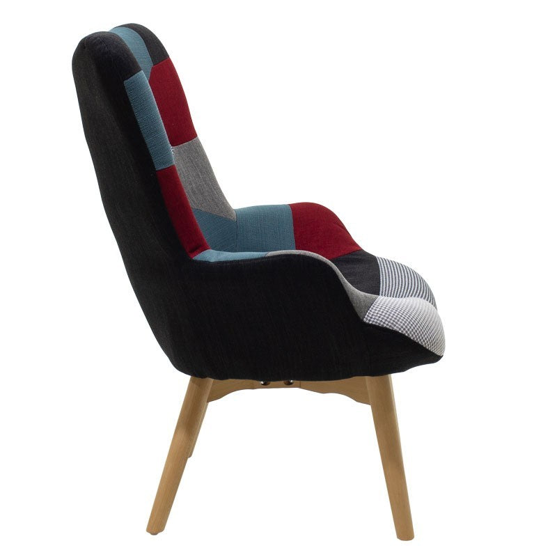 Fauteuil patchwork design rétro multicolore