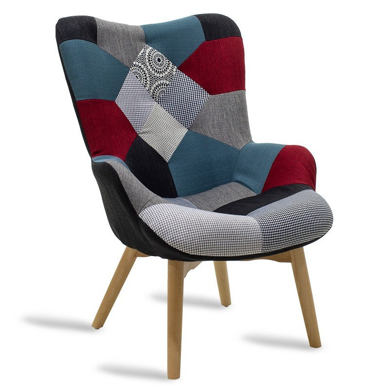 Fauteuil patchwork design rétro multicolore