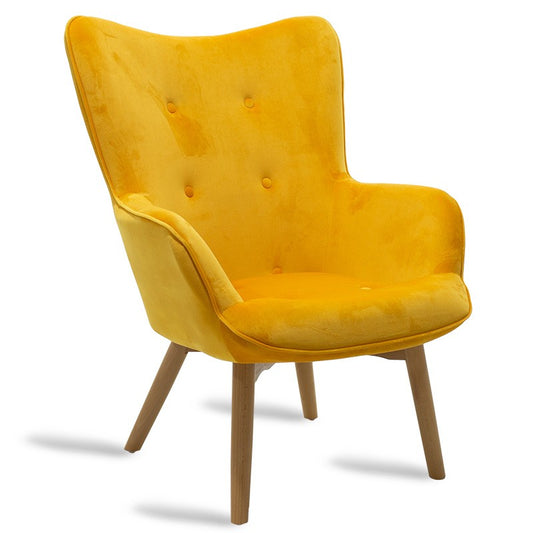 Fauteuil Kido velours couleur jaune
