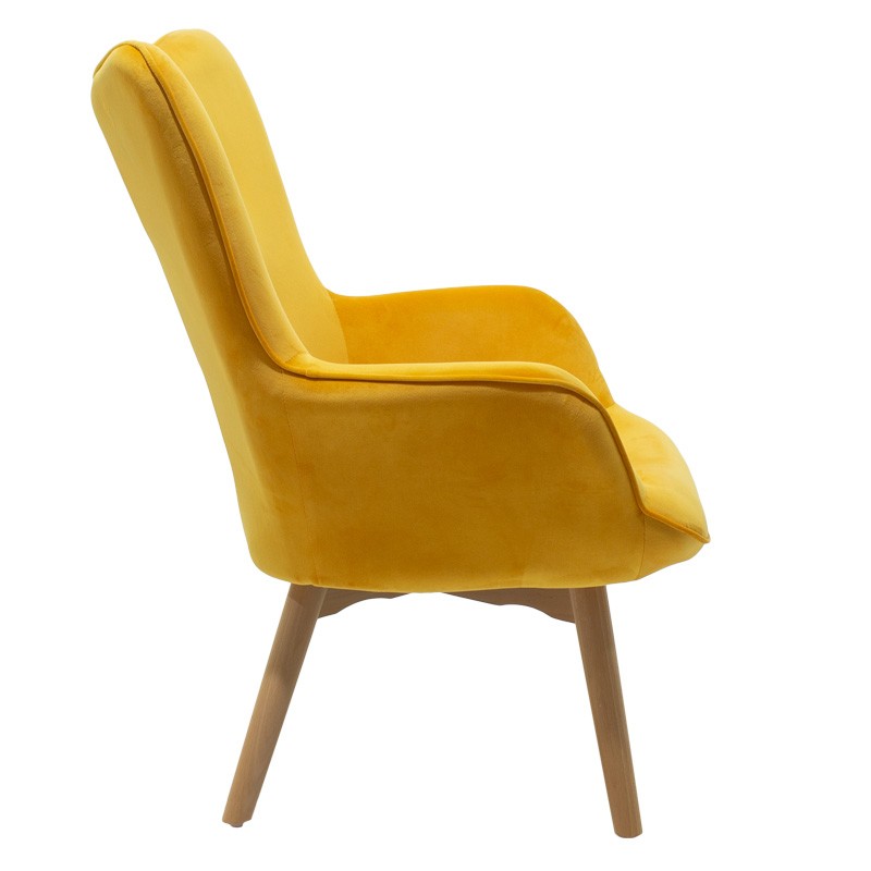 Fauteuil Kido velours couleur jaune