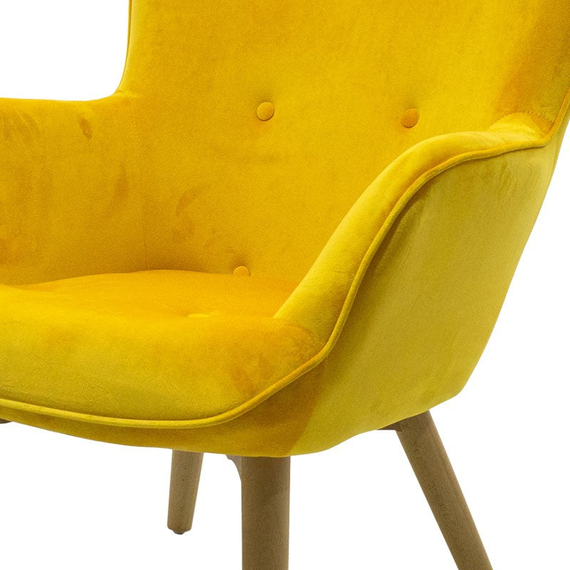 Fauteuil Kido velours couleur jaune