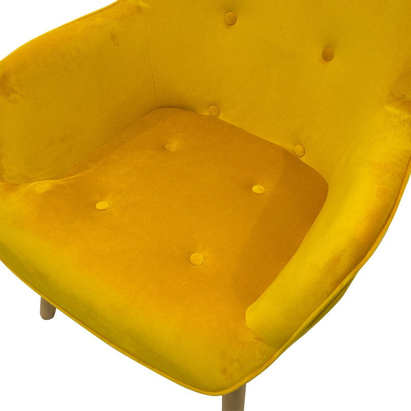 Fauteuil Kido velours couleur jaune