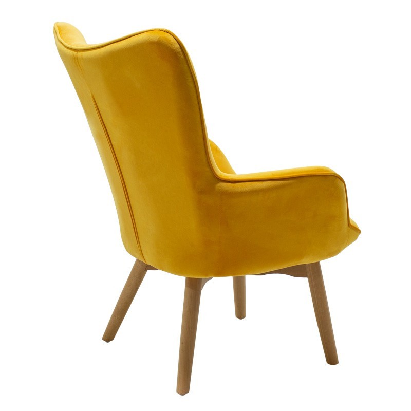 Fauteuil Kido velours couleur jaune