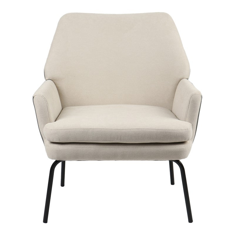 Fauteuil Kieran tissu beige-gris - pied noir 67x89x86cm