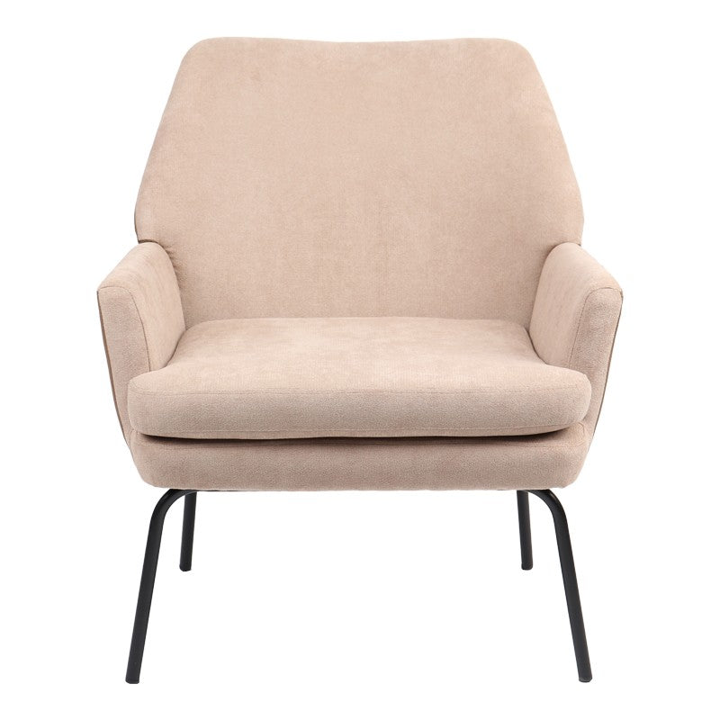 Fauteuil Kieran tissu marron pied noir 67x89x86cm