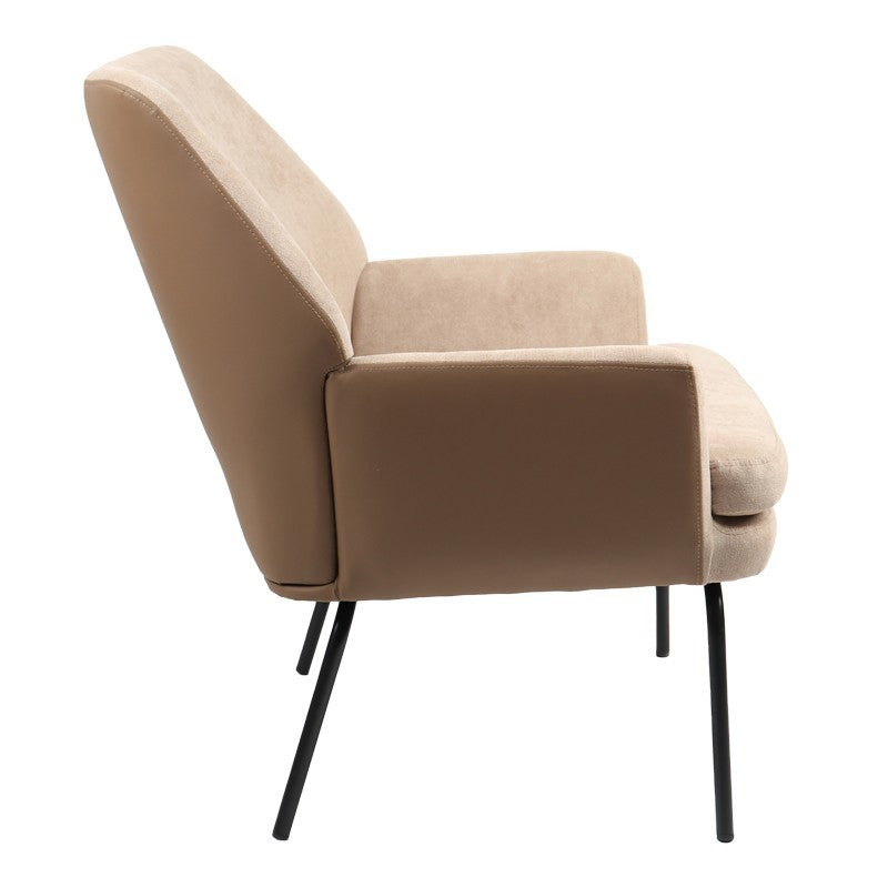 Fauteuil Kieran tissu marron pied noir 67x89x86cm