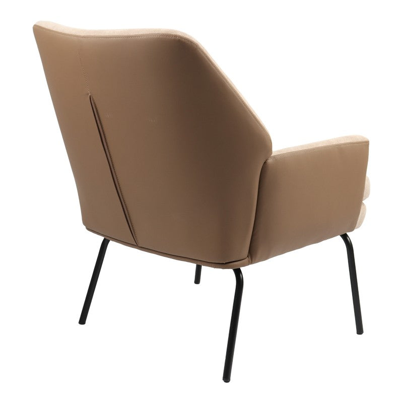 Fauteuil Kieran tissu marron pied noir 67x89x86cm