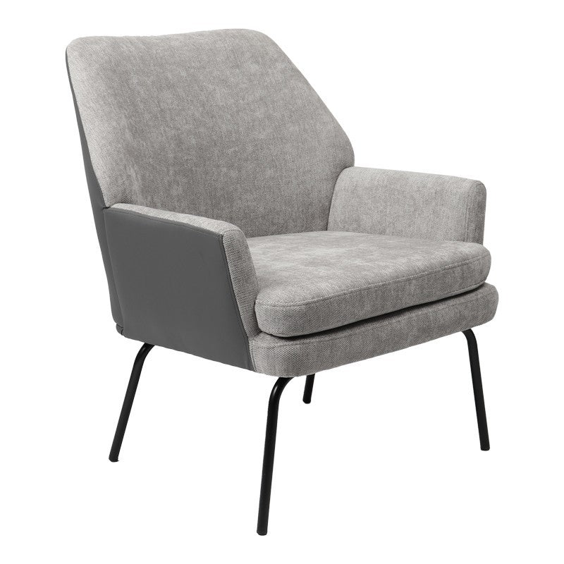 Fauteuil Kieran tissu gris-pied noir 67x89x86cm