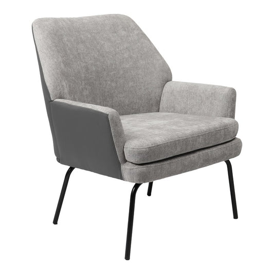 Fauteuil Kieran tissu gris-pied noir 67x89x86cm