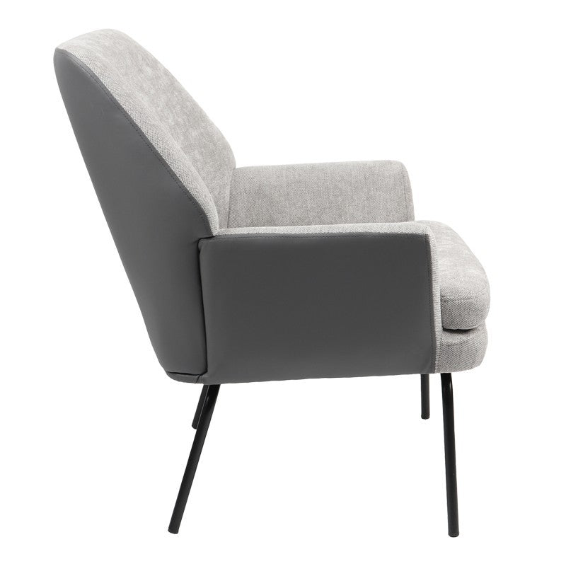 Fauteuil Kieran tissu gris-pied noir 67x89x86cm
