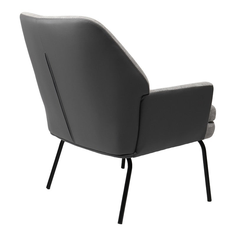 Fauteuil Kieran tissu gris-pied noir 67x89x86cm