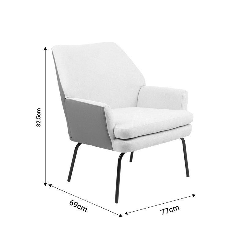 Fauteuil Kieran tissu gris-pied noir 67x89x86cm