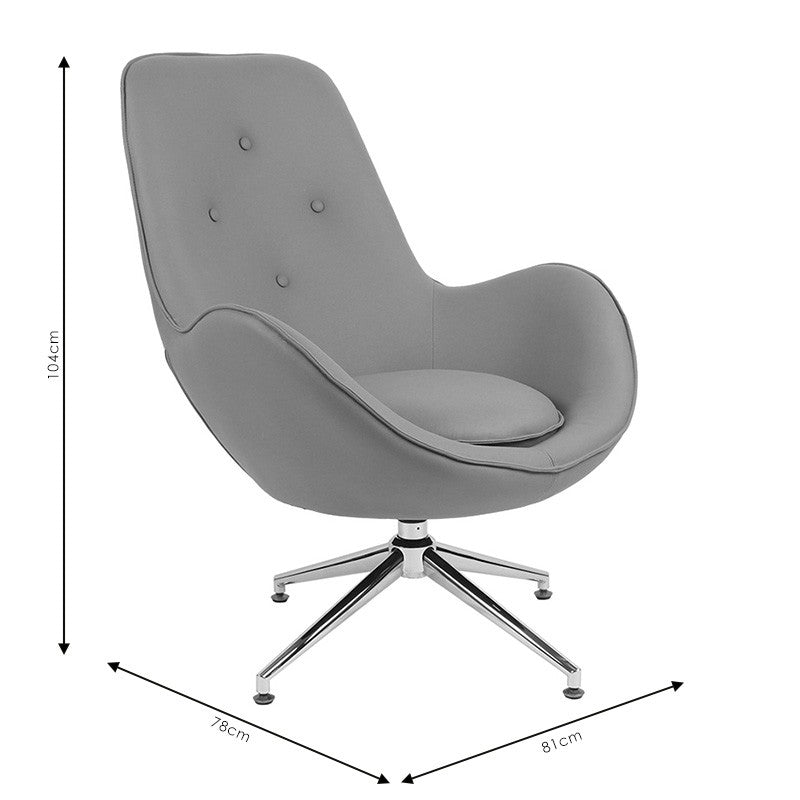 Fauteuil Kinetic pivotant tissu gris bleu-chrome 81x78x104cm