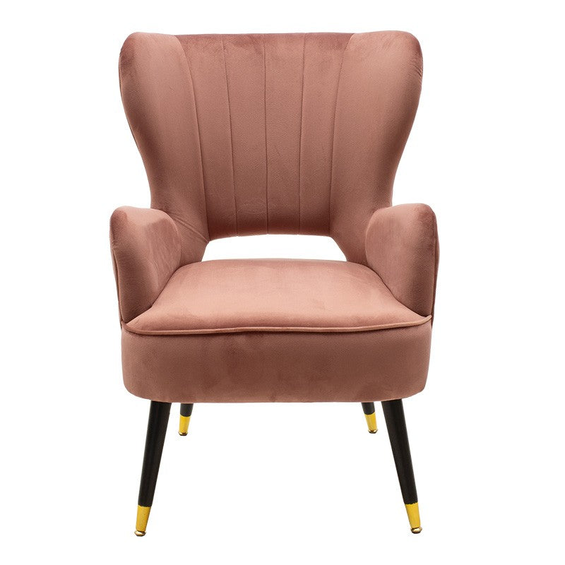 Fauteuil Lark en velours pomme pourrie 65x74x90cm