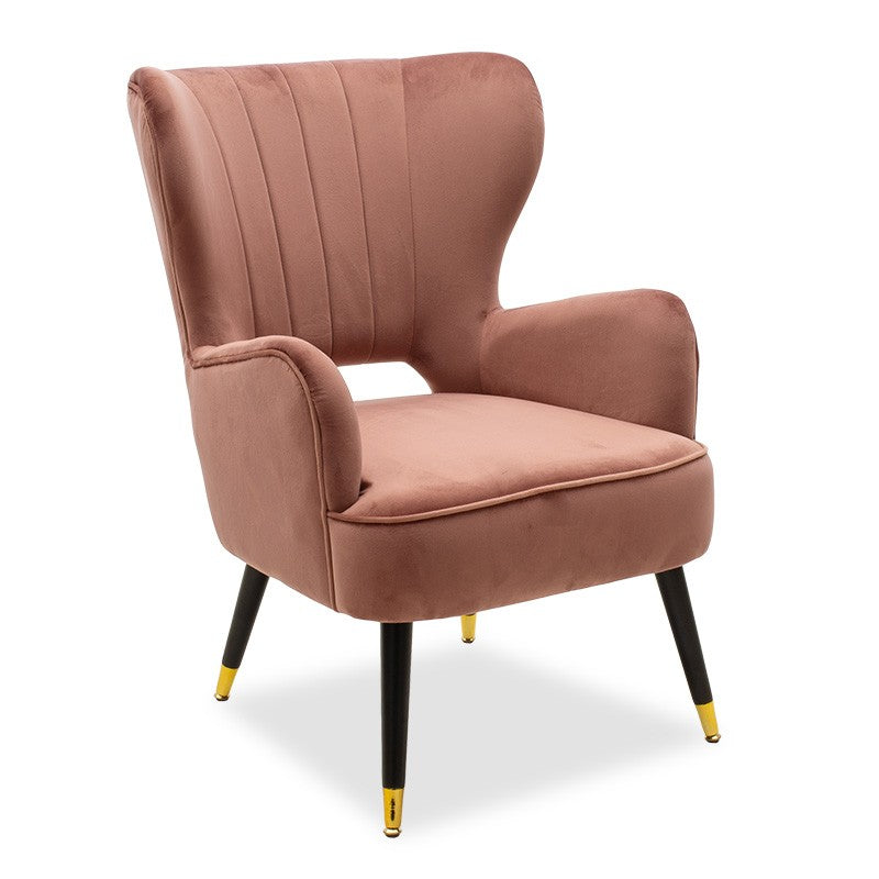 Fauteuil Lark en velours pomme pourrie 65x74x90cm
