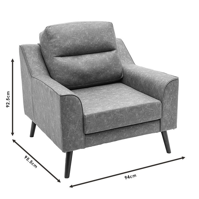 Fauteuil Lonnie PU gris antique 94x95,5x92,5cm