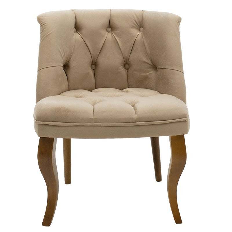Fauteuil Loreta velours beige-noyer 59x64x73cm