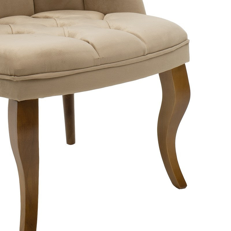 Fauteuil Loreta velours beige-noyer 59x64x73cm