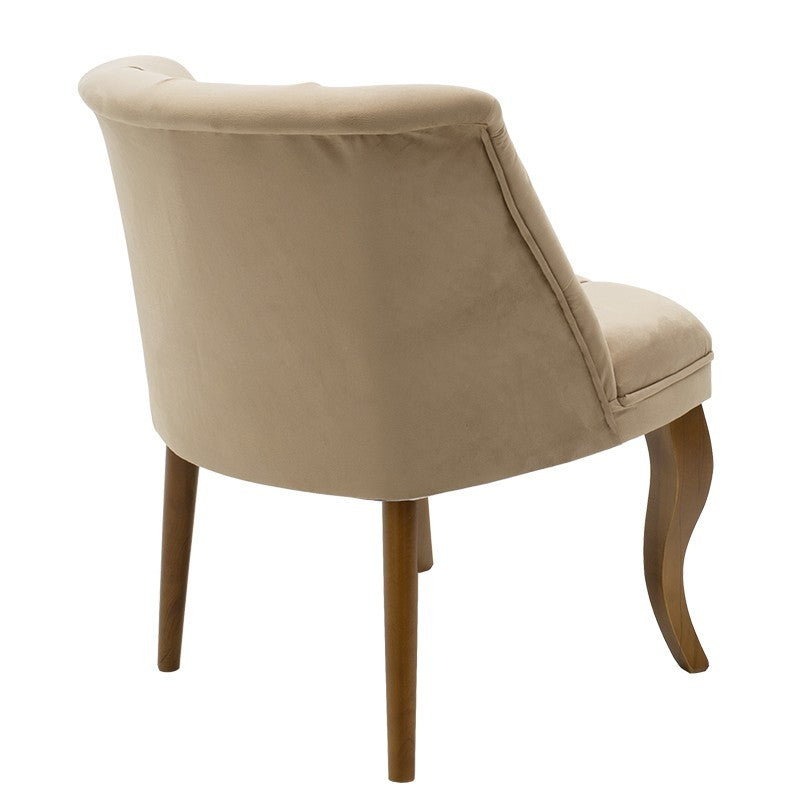 Fauteuil Loreta velours beige-noyer 59x64x73cm