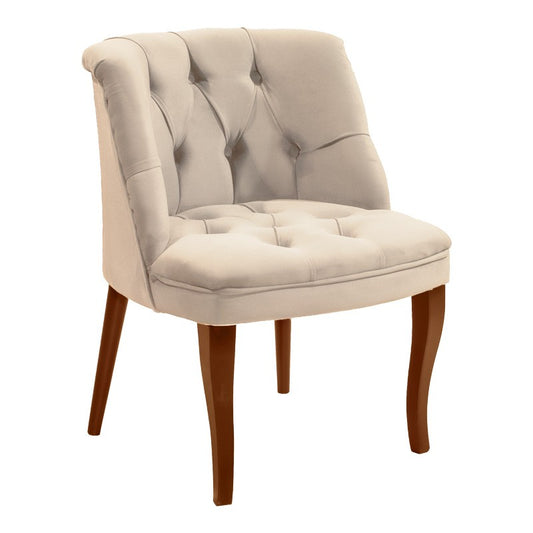 Fauteuil Loreta velours beige-noyer 59x64x73cm