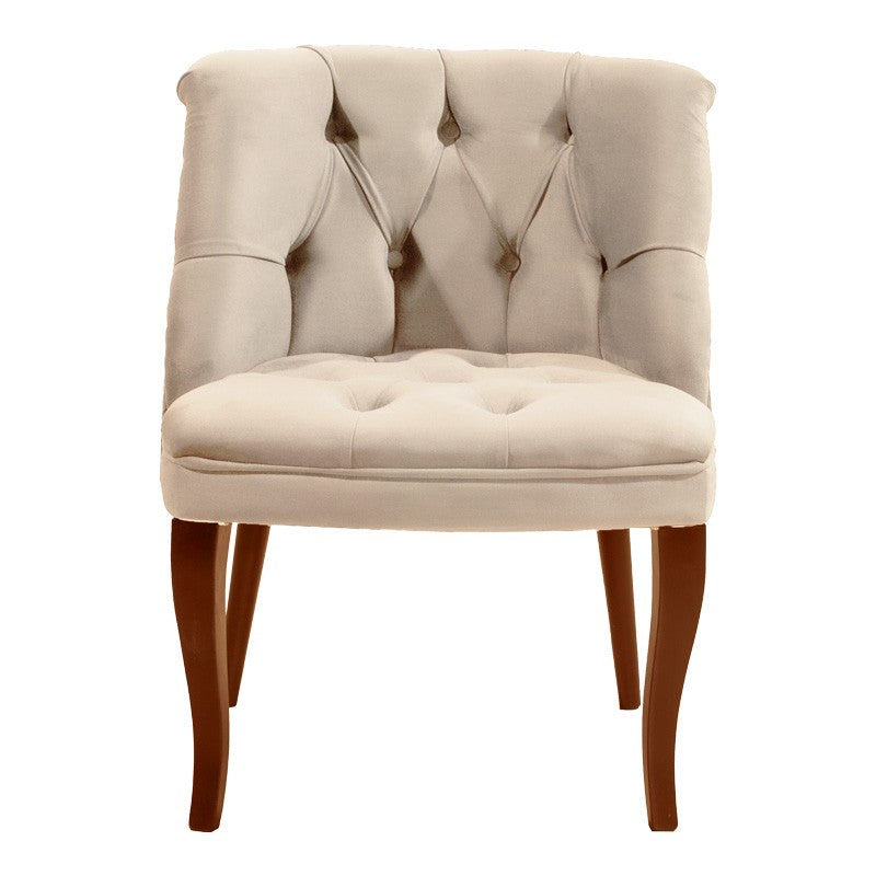 Fauteuil Loreta velours beige-noyer 59x64x73cm