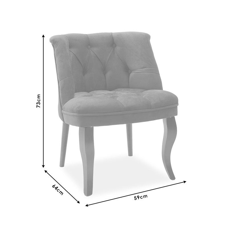 Fauteuil Loreta velours beige-noyer 59x64x73cm
