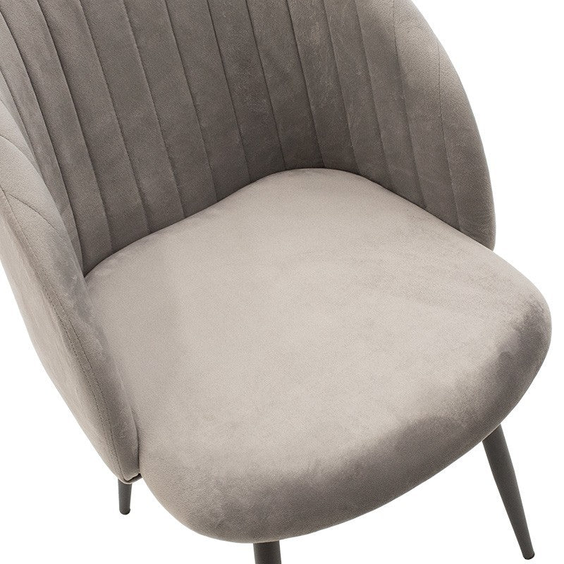 Fauteuil  chaise Oasis velours gris - pieds noirs