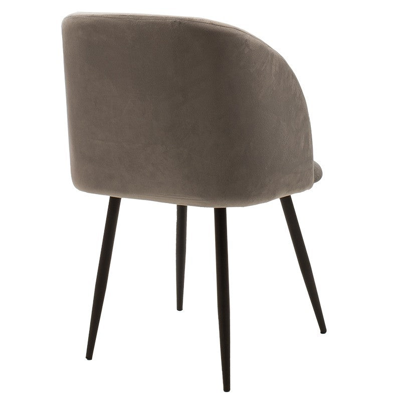 Fauteuil  chaise Oasis velours gris - pieds noirs