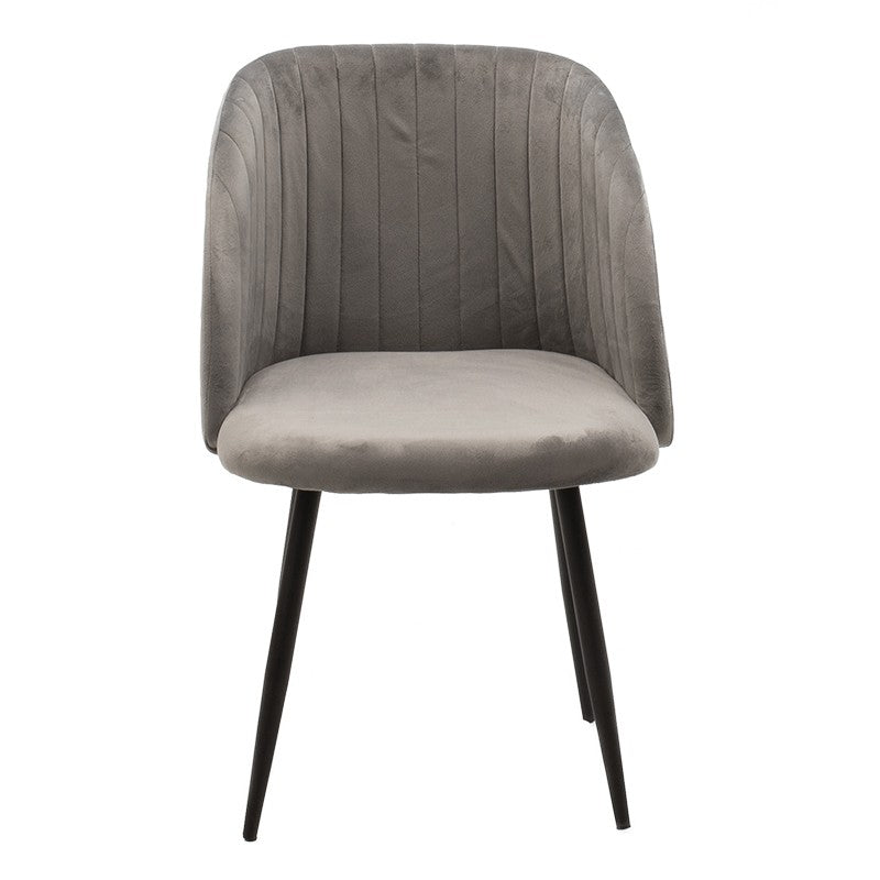 Fauteuil  chaise Oasis velours gris - pieds noirs